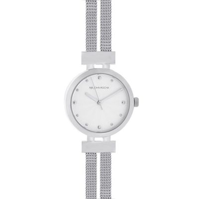 Designer ladies silver split mesh watch